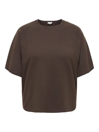ONLY CARMAKOMA - CARLOYAL 2/4 O-NECK PULLOV KNT NOOS Chocolate Torte - Gr. - 48