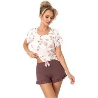 Donna Schlafanzug Amaris (Set, 2 tlg., 2-teilig) Damen Pyjama 2-teilig Shorty Schlafanzug Kurzarm Rosen-Allover