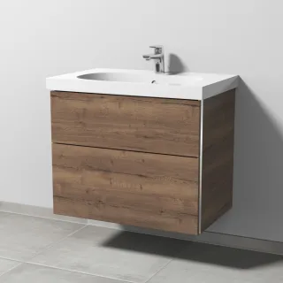 Sanipa 3way Waschtischunterbau zu Geberit Acanto Waschtisch mit 2 Auszügen, Eiche-Tabak BR41750