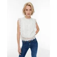 ONLY Spitzenshirt ONLKARO – Spitzentop mit Stehkragen für elegante Looks regular fit, feminin, Web, Materialmix, hochgeschlossen