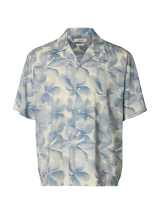 SELECTED MEN - SLMRLXAIR MIX SS SHIRT Blue Mirage - Gr. - L