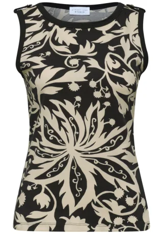 Street One - Top mit Rundhals und Knopfdetail schwarz - Gr. - 36