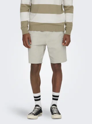 ONLY&SONS - ONSLINUS 0007 COT LIN SHORTS NOOS Silver Lining - Gr. - XL