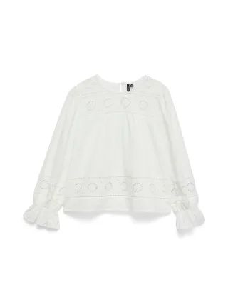 VERO MODA - VMUNA DETAIL LS TOP WVN Snow White - Gr. - XS