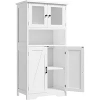 GarveeMore Hochschrank mit 4 Türen,Hochschrank Buffetschrank mit verstellbarem Einlegeboden Vitrinenschrank mit 4 Fächer für Küche Wohnzimmer Badezimmer,128cm