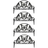 HTI-Living Beetbegrenzung Beeteinfassung 1000 cm, LxH: 50x31.5 cm, Set, 20 Zaunelementen inkl. Solarbeleuchtung, Zierzaun Beetumrandung Beetbegrenzung