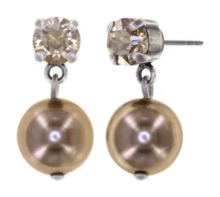 konplott - Ohrstecker baumelnd - Pearl Shadow braun
