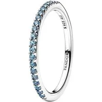 Pandora Silberring Damen-Ring Silber Funkelndes Blau Halber Ewigkeits-