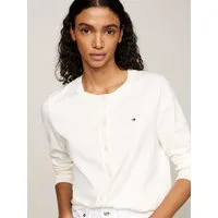 Tommy Hilfiger Cardigan CO JERSEY STITCH CARDIGAN Baumwollmischung, regular fit, Rundhals, goldfarbene Knöpfe