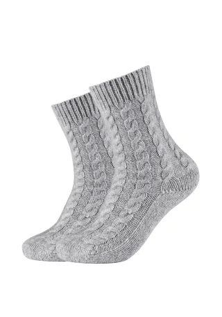 Camano Socken "warm & cozy" 2 Paar, 2 Paar tlg. mit Zopfmuster, Rippenbündchen