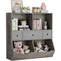 GarveeMore Kinderregal Bücherregal Kinder Spielzeugregal mit 3 Schubladen 93x30x93cm