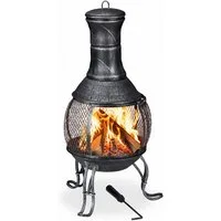 relaxdays Feuerschale Aztekenofen für Garten grau