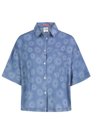 Authentic Style - RE9CIGt1cnphcm0gQmx1c2UgQWxsb3ZlciBQcmludA== middle blue denim + bleach print - Gr. - L