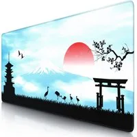 Titanwolf Gaming Mauspad XXL Speed Mousepad 900 x 400 x 3 mm, Schreibtischauflage, abwaschbar, rutschfeste Rückseite, Geschwindigkeit & Präzision, Japan Sunset