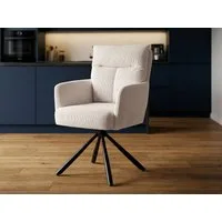 Massivart® Polsterstuhl drehbar, Esszimmerstuhl mit Armlehne, Cord »SOFIA«, Federkern · 180 Grad drehbar · Nivellierung · Metallgestell schwarz