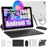 BUFO 10 Zoll Android, 3 GB RAM 64 GB Speicher, Dual-Kamera Tablet (10", 64 GB, Android, Android 15, HD Display, mit Tastatur/Maus/Schutzhülle/Stift/Kopfhörer)