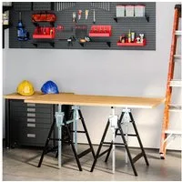 HOMCOM Sägebock 2er Set klappbar höhenverstellbar Gerüstbock Unterstellbock, 200 kg max. Belastbarkeit, (klappbar, 2-St., höhenverstellbar), 68 x 58 x 80-130 cm