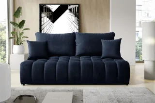 Sofa 3-Sitzer mit Schlaffunktion NINA Stoff Soft Dunkelblau
