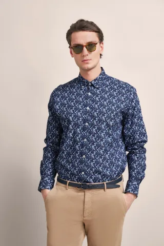 Bugatti Herren Oxfordhemd mit floralem Print