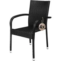 Casaria Gartenstuhl, Stapelbar Wetterfest Polyrattan Outdoor 160kg Garten Terrasse Balkon