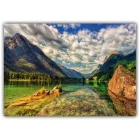 LYSCO Poster XXL Plakat Gebirgssee, Bergsee, Lake, See in den Bergen am Ufer gesunder Wald (F250) (100 x 70 cm DIN B1), Wandbild, Wandposter (Lieferung gerollt)
