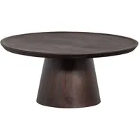 WOOOD Couchtisch Coffee A Gogo mit Massivmangoholz und bauchigem Standfuß Ø 90 x 40 cm, Tischblattdicke 4 cm, umlaufender Randerhöhung, Tragkraft 15 kg