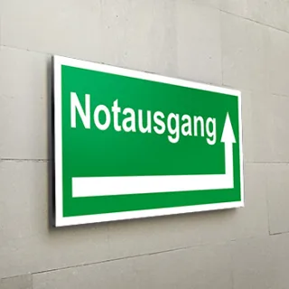 Notausgang links abbiegen Schild - Fluchtwege