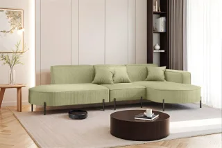 Ecksofa Designersofa VALENCIA in Stoff Scala Kiwi Ottomane Rechts