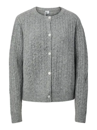 PIECES - PCSILLY LS CABLE CARDIGAN KNIT NOOS BC Medium Grey Melange - Gr. - XL