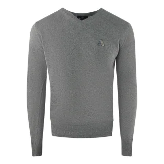 Aquascutum Herren Karo Logo Pullover (Grau)