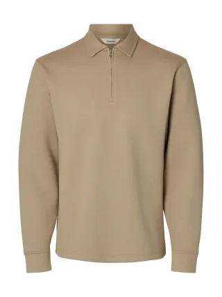 SELECTED MEN - SLHEMANUEL SOFT POLO ZIP SWEAT NOOS pure cashmere - Gr. - M