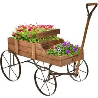 COSTWAY Blumenständer, Pflanzwagen mit 4 Metallrädern & Griff, 62x34x60cm