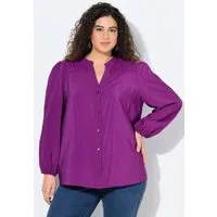 Ulla Popken Longbluse Bluse Zierpasse A-Linie Tunika-Ausschnitt Langarm