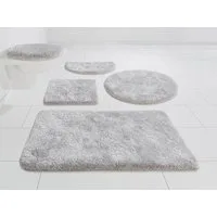Grund Badematte Melos, Badvorleger, Badezimmer Teppich, sehr weich, Höhe 27 mm, rutschhemmend beschichtet, fußbodenheizungsgeeignet, Kunstfaser, halbrund, melierte Optik, sehr weicher Flor, Melange-Effekt, Made in Europe