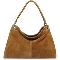 Caspar Schultertasche Damen Veloursleder Handtasche Klassisch - PREMIUM LINE - Modell No.838, 100% italienisches Leder, samtig weich, angenehmer Tragekomfort