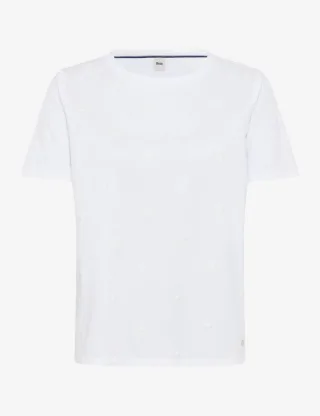 BRAX - T-Shirt mit Lochmuster weiß - Gr. - 38