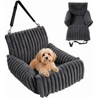 relaxdays Hunde-Autositz Weicher Hundeautositz für kleine Hunde, Kunstkaninchenfell (Polyester), grau