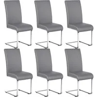 Yaheetech Esszimmerstuhl 2/4/6-er Küchenstuhl (6 St), Schwinger Polsterstuhl mit Ergonomischer Rückenlehne & Metallbeine