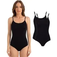 fashionshowcase Body Damen Body 2er Pack Bambus Spaghettiträger atmungsaktiv (2-tlg) atmungsaktives Bambusmaterial
