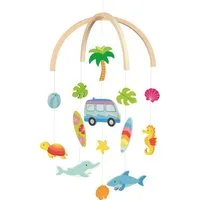 goki Babymöbel-Set Babymobile Holz Mobile Kinderbett Surfer Van Einschlafhilfe Babyzimmer, Beruhigende Wirkung für Babys beim Einschlafen