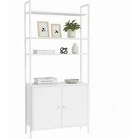 relaxdays Bücherregal mit Unterschrank, weiß