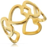 Made by Nami Fingerring Damen Gold aus chirurgischem Edelstahl mit Herzen, Größen-Verstellbarer Ring Wasserfester Schmuck Geschenk für Sie