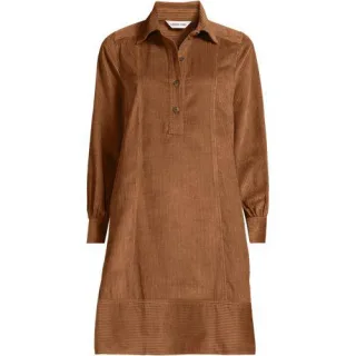 Breitcord-Hemdkleid für Damen in Plus-Größe, Damen, size: plus, Braun, Baumwolle, by Lands' End