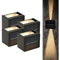 shop'n smile ideoon LED Außen-Wandleuchte Solarleuchten Outdoor mit Akku&Sensor IP44 Deko Strahler 12 LEDs, 12 LEDs pro Leuchte, Leuchtdauer 10 St. Dämmerungssensor Warm-&Kaltweiß 12 LEDs pro Leuchte