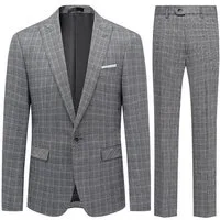 Allthemen Anzug (2 tlg) kariertes Anzug-Set Regular Fit Businessanzug im elegantem Look