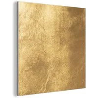 MuchoWow Metallbild Licht fällt auf eine goldene Wand, Inkl. Aufhängung, Alu-Dibond-Druck, Wandbild aus Metall, Aluminium deko, 20x20 cm