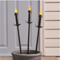 Lights4fun LED Gartenleuchte 3er Set Halloween LED-Gartenstecker in Kerzenoptik mit Timer