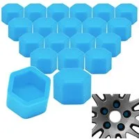 RYHX Radkappe 20x Radschrauben Silikon Kappen Set Abdeckung SW17 17MM HELLBLAU