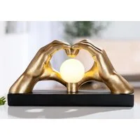 GILDE LED Tischleuchte LED Tischleuchte Amora Hands Hände Herz mit Leuchtkugel gold