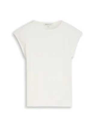 Denim Tom Tailor - Slim Fit T-Shirt mit Rippstruktur off white - Gr. - S